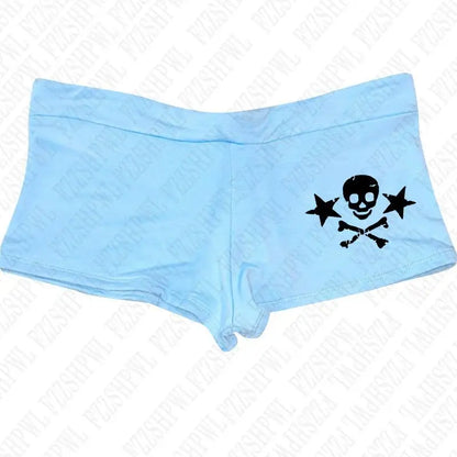 Y2k Shorts Skull Print Streetwear Gothic Graphic Camis Summer Vintage Hip Hop Sleeveless EGirl Dark Punk Sexy Harajuku Crop Top Lan