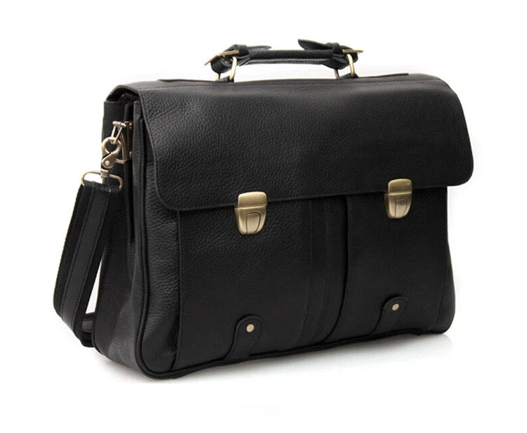 FANCODI Genuine Leather Briefcase men Business Bag Male Portfolio Attache Case Leather 15.6" Laptop Bag Office tote Handbag big