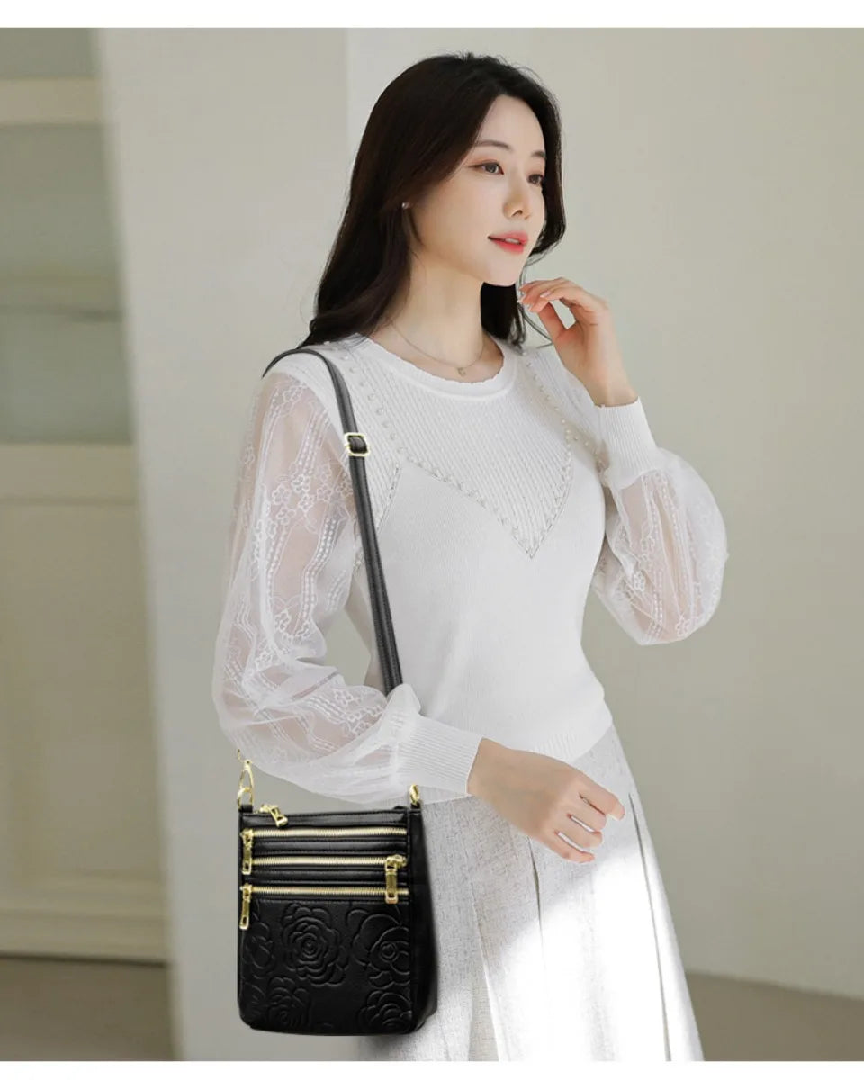 Three Zippers Design Crossbody Bags for Women Soft Leather Handbags High Quality Shoulder Bag Bolsa Women Messenger Bags Sac