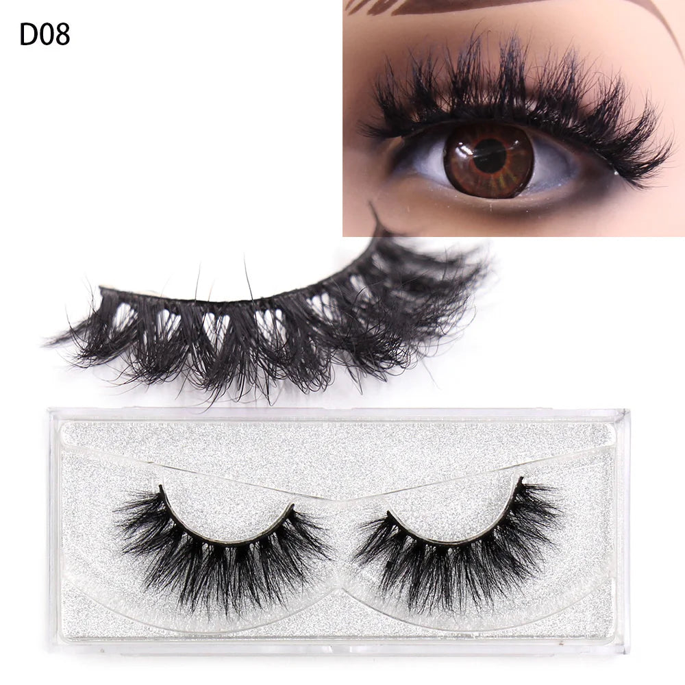 LEHUAMAO False Eyelashes Mink Lashes Natural Thick False Eyelashes Extension Wispy Soft Lashes Makeup Tools D22 1Pair-D08