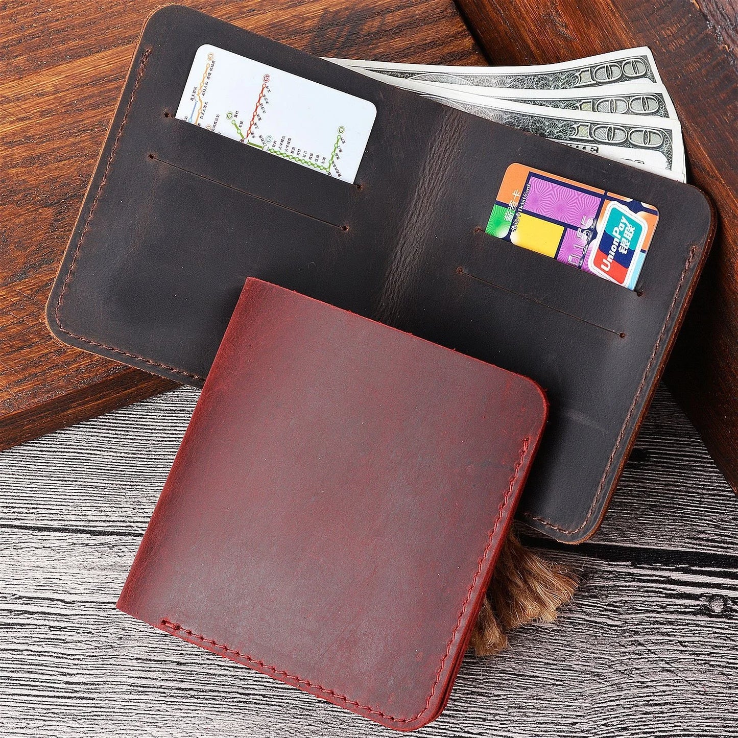 Genuine Leather Clutch Wallets Bifold Purse Vintage Crazy Horse Leather Men wallets Retro Coin Pocket Women Men Wallets
