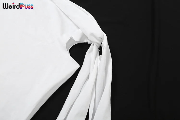 Weird Puss Chic Elegant 2 Piece Set Women Tracksuit Skew Collar Ribbon Tank Tsop+Leggings Casual Skinny Stretch Matching Outfits