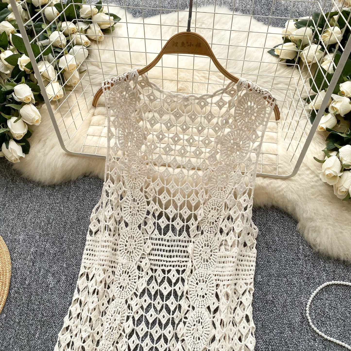 Women bohemian Sweet Knit cut out Hook flower hollow Cardigan Vintage Elegant Korean Fashion split Loose Coat Ins
