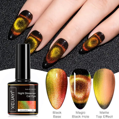 6Colors 9D Galaxy Chameleon Cat Eye Nail Gel Polish Magnetic Long Lasting Shining Magnet Cat Eye Nails Art Soak Off UV Gel 8ml GY91-3