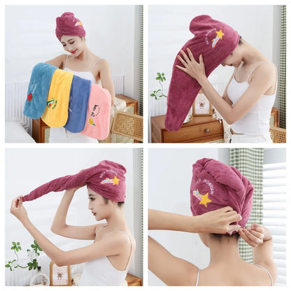 1pc Quickly Dry Hair Hat Super Absorbent Soft Bathroom Women Head Towels Girls Cute Hair Towel Hair Dry Wrap Bonnets Badiee Stylez