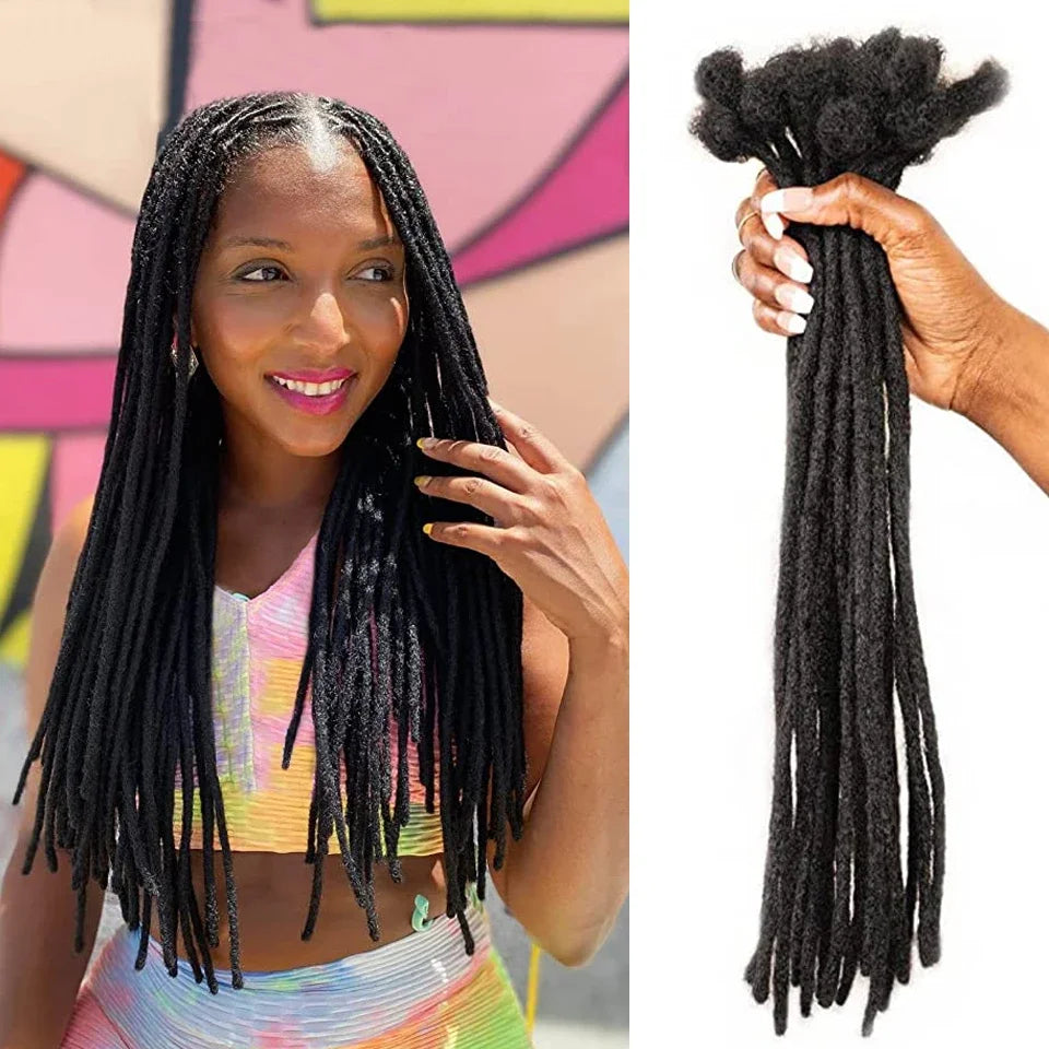 Kinky Straight Human Hair Dreadlocks Loc Extensions Wholesale Crochet Braids Peruvian Remy Hair Extensions 10 20 40 60 Strands Badiee Stylez