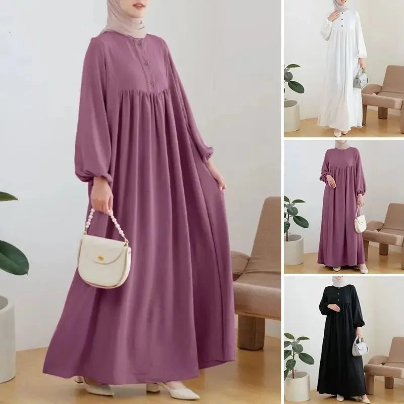 Stylish Casual Robe Bubble Sleeve Dress
