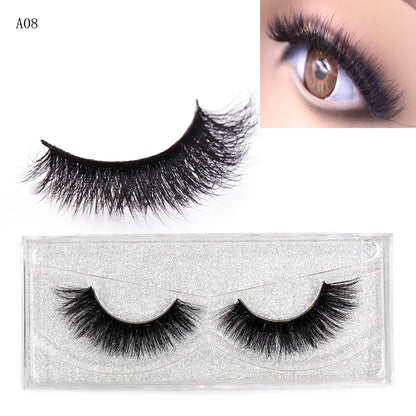 LEHUAMAO False Eyelashes Mink Lashes Natural Thick False Eyelashes Extension Wispy Soft Lashes Makeup Tools D22 1Pair-A08