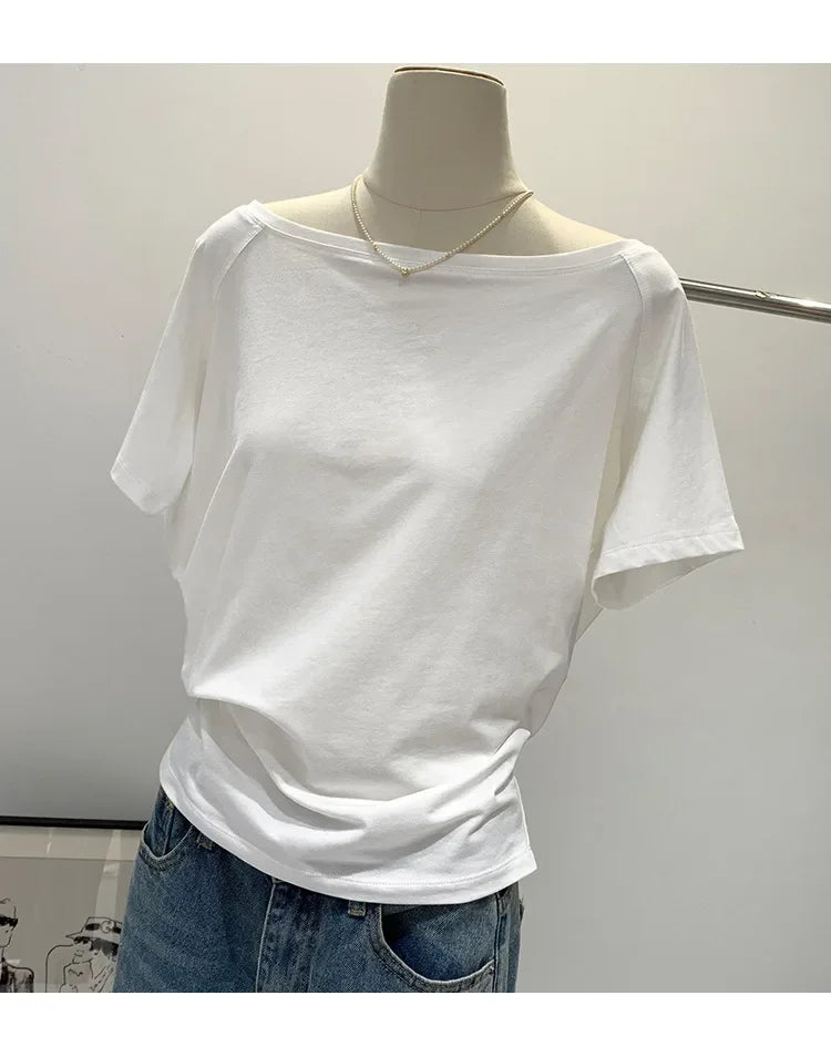 T-shirts Women Solid Simple Summer Casual Cleanfit Short Sleeve All-match Young Girls Streetwear Y2k Top Aesthetic Clothes Ins