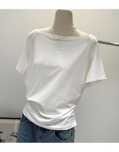 T-shirts Women Solid Simple Summer Casual Cleanfit Short Sleeve All-match Young Girls Streetwear Y2k Top Aesthetic Clothes Ins