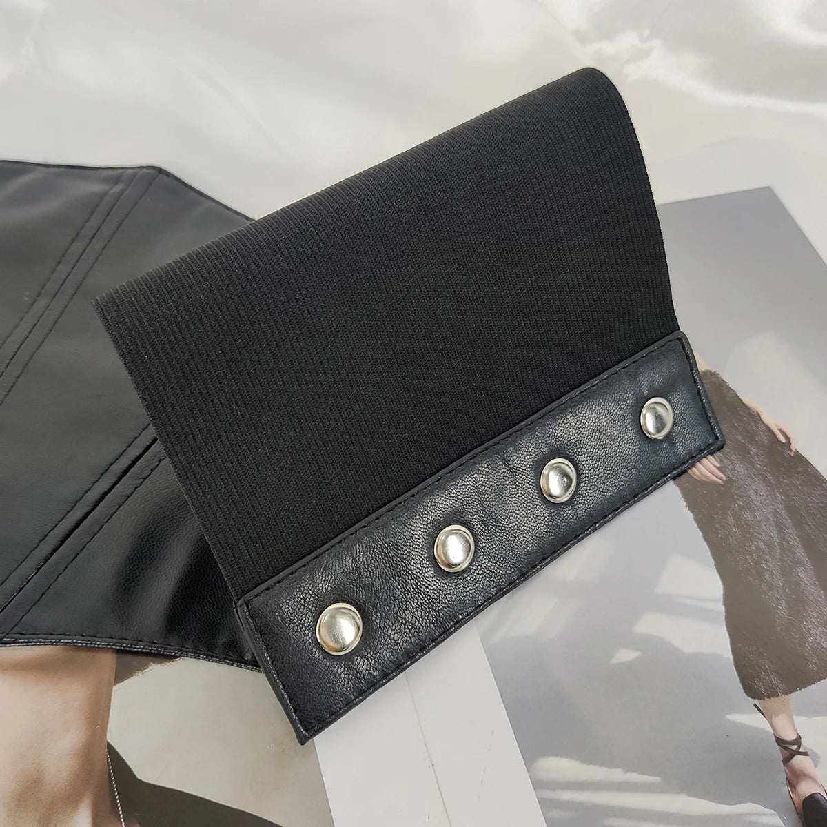 Plus Size Soft Leather Wide Y2K Black Elastic Corset Belt Female Stretch Cummerbunds Designer Belts For Women High Quality Badiee Stylez