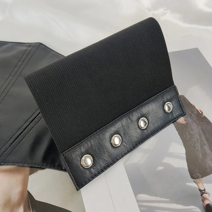 Plus Size Soft Leather Wide Y2K Black Elastic Corset Belt Female Stretch Cummerbunds Designer Belts For Women High Quality Badiee Stylez