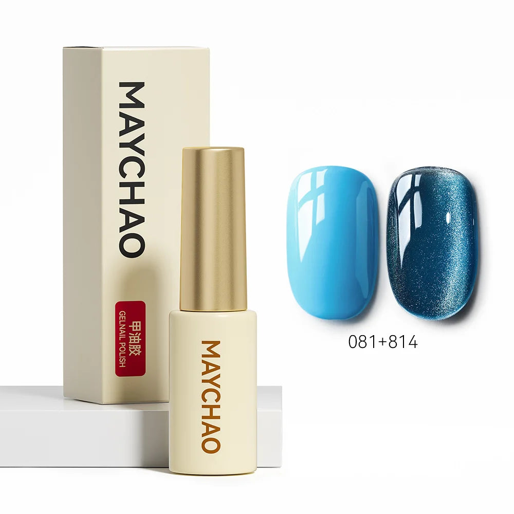 MAYCHAO 5ML Gel Nail Polish 9D Laser Diamond Glitter Cat Eye Gel Semi-Permanent Soak Off UV LED Gel Nail Manicure Tools Nail Art 081And814