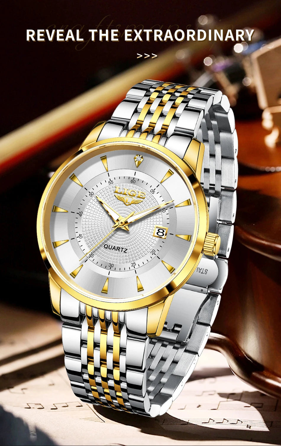 LIGE's new Fashion Women's Watch Luxury Stainless Steel Waterproof Clock Calendar Gift Quartz Watch for Women Relogio Feminino