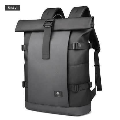 HcanKcan Expandable Roll Top Backpack Large Capacity Travel Outdoor Backpack Waterproof 17” Laptop Backpack Travel Camping Bags Grey