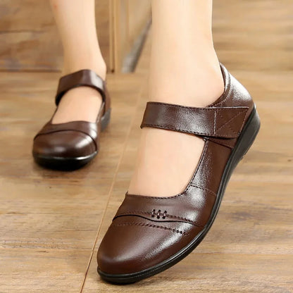 EOFK Women Ballet Flats Genuine Leather Shoes Spring Soft Casual Comfy Ballerina Flat Ladies Shallow Slip On Female Loafers brown mary