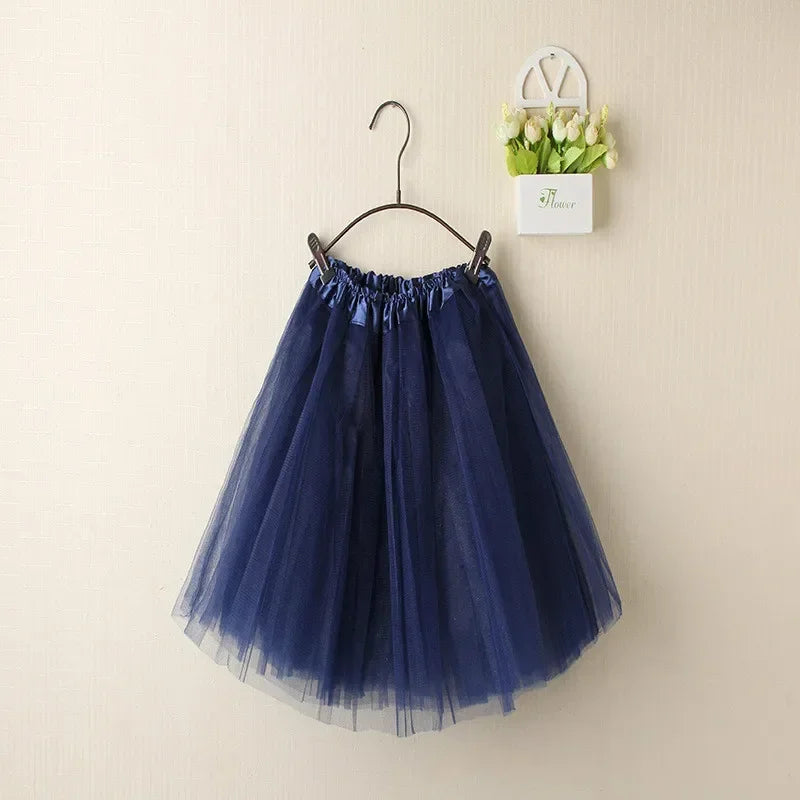 Women Summer Vintage Tulle Skirt Adult Fancy Ballet Dancewear Party Costume Ball Gown Mini Skirt navy blue One Size