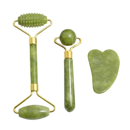 Natural Jade Roller Face Gua Sha Natural Stone Body Neck Massager Acupoint Eye Care Spa Massage Tools Massage Visage Lifting Badiee Stylez