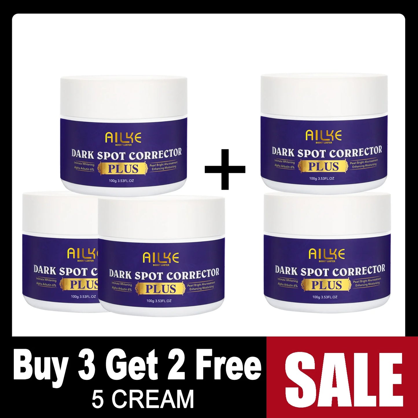 AILKE Glutathione Bleaching Cream, Advanced Lightening Lotion, Glowing Cream For Inner Thighs, Bikini Area Underarms, Natural Buy 3 Get 2 Free 1