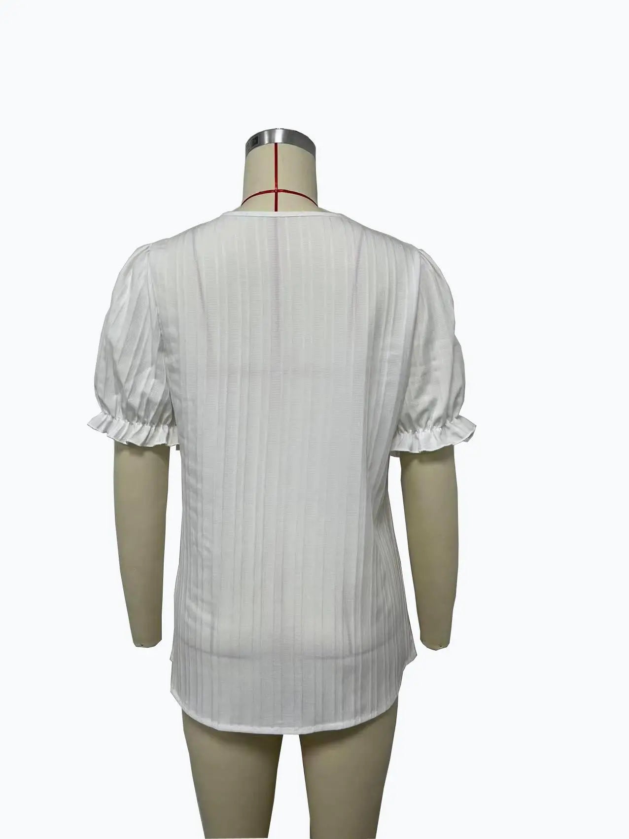 Sexy V Neck Patchwork Blouse Shirts Summer Female Short Lantern Sleeve Holiday Loose Blouse Tops SZE-ST23053