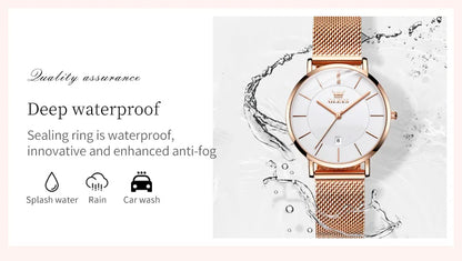 OLEVS Watch For Women Japan Quartz Movement 6.5mm Case Thickness Waterproof Ladies Hand Clock Calendar Fashion Dress Wrist Watch