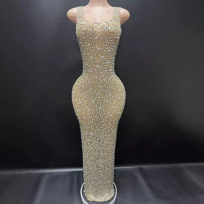 Diamonds Wedding Dress for Women Goddess Senior Photoshoot Props Homecoming Celebrate Birthday party dress New Year's Dress Khaki
