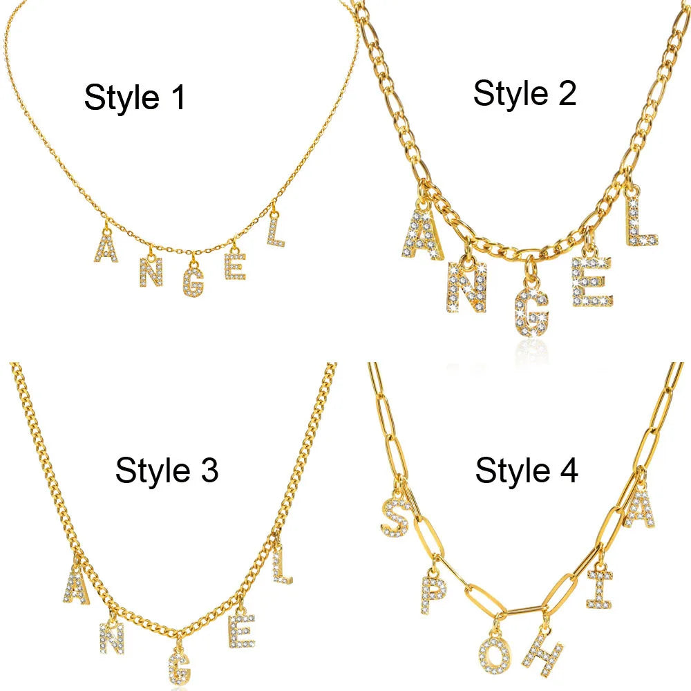 Personalized Initial Name Necklace Stainless Steel Women Alpahbet Letter Pendant ,Initial Collar Statement Charms Gift Badiee Stylez