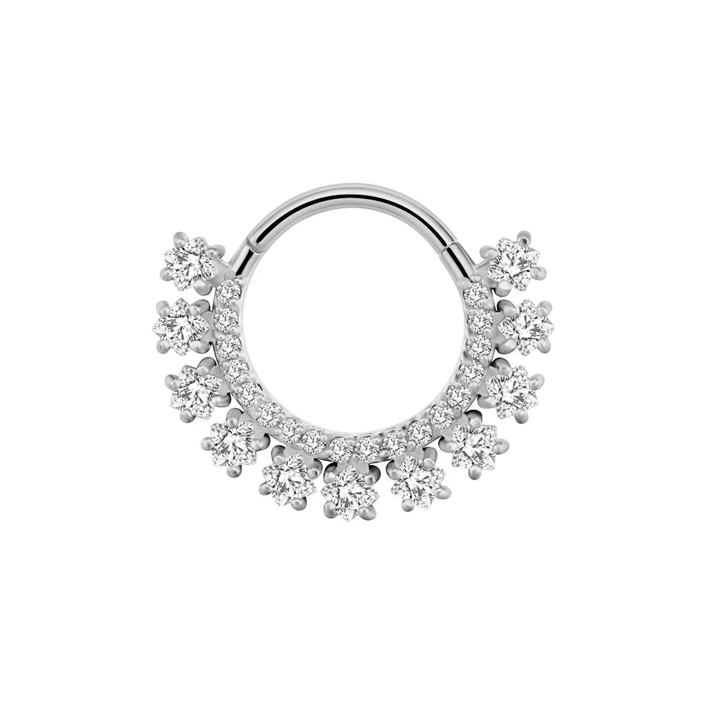 Flower Moon Heart Waterdrop Septum Piercing Daith Conch Tragus Hoop Earring Clicker Segment Nose Ring 316L Surgical Steel 16G N-Silver Color