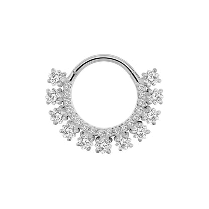 Flower Moon Heart Waterdrop Septum Piercing Daith Conch Tragus Hoop Earring Clicker Segment Nose Ring 316L Surgical Steel 16G N-Silver Color