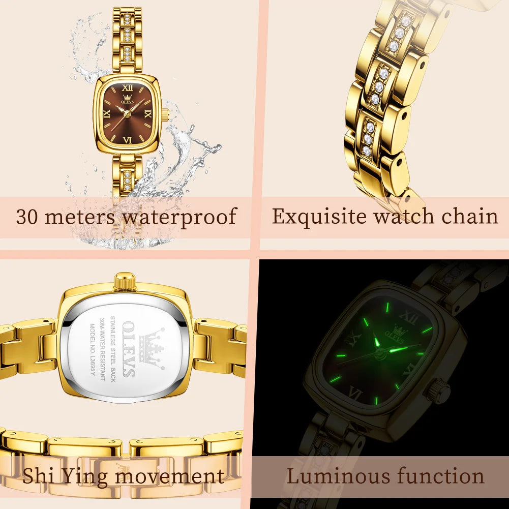 OLEVS 3695 Women Watches Tonneau Quartz Watch Waterproof Luminous Ladies Watch For Woman Luxury Fashion Original Elegant New
