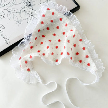 French Pastoral Style Triangle Triangle Headband Fiber Handmade Flower Headscarf Flower Lace Turban Hair Accessories Beach 01
