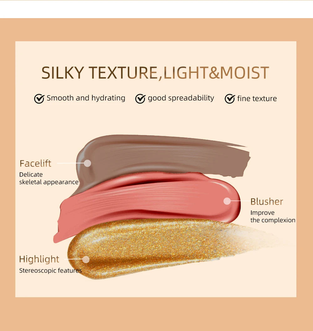 QIBEST Pink Peach Liquid Blush Velvet Matte Blusher Face Pigment Stick Lasting Natural Cream Cheek Tint Blush Makeup Maquillajea