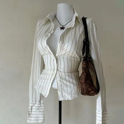 Zip Vintage Personality Tank Tops Woman's Clothing Summer Daily Stripes Camisole Y2K Popular Sexy Singlet Female Sleeveless Vest White