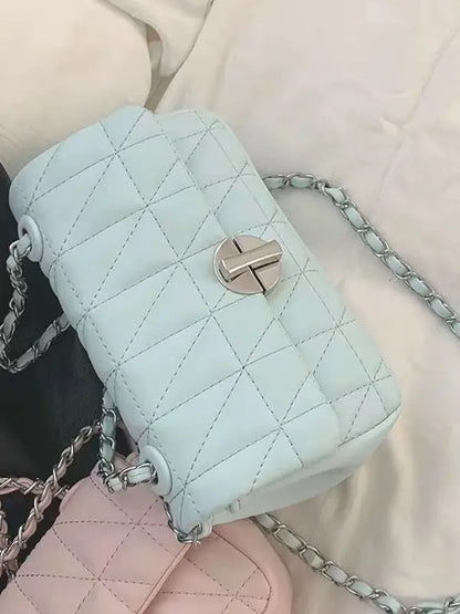 Quilted Crossbody Bag for Women - Luxury PU Leather Shoulder Bag Fashion Chain Small Purse HandBag