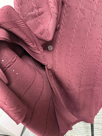 Women O-Neck White Knit Thread Mid-Length Dress Summer 2024 New Elegant Lady Ruffled Sleeve Single Breasted Slim Long Robe Badiee Stylez