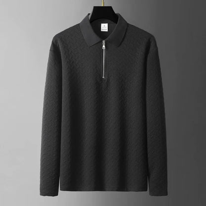 Zipper Polo Collar T Shirt Men Autumn Casual Sports Retro Light Luxury Pullover Fashion Men's Outdoor Long Sleeve Polo Shirts