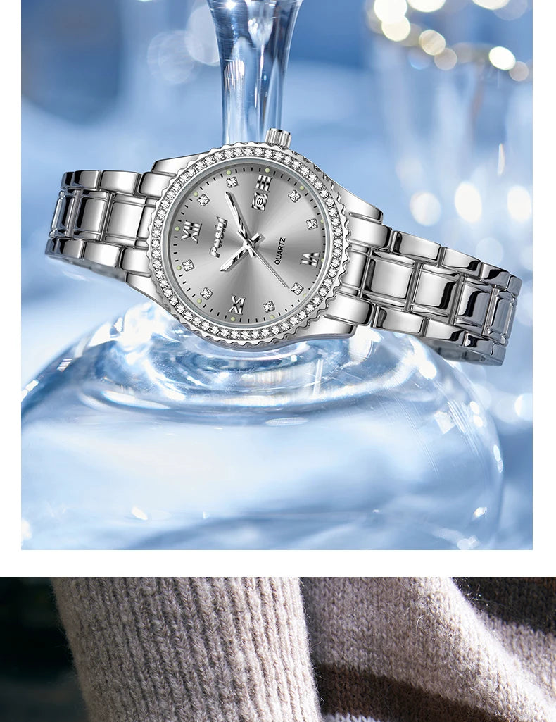 POSHI 990 Fashion Women Watch Elegant Business Quartz Wristwatch Lady Casuan Dress Watches With Date Display Original Clock