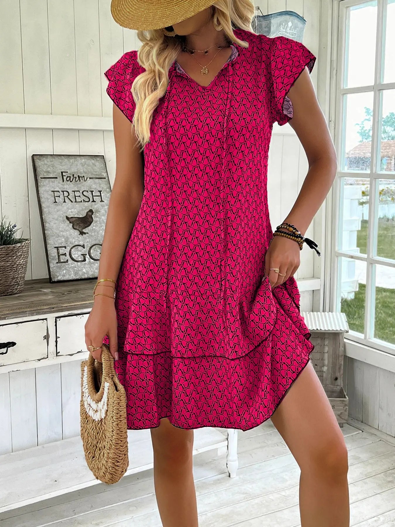 Casual Loose Printed Short Dresses For Women 2025 Fashion Summer Women's A-Line Mini Dress Elegant Vintage Female Dresses