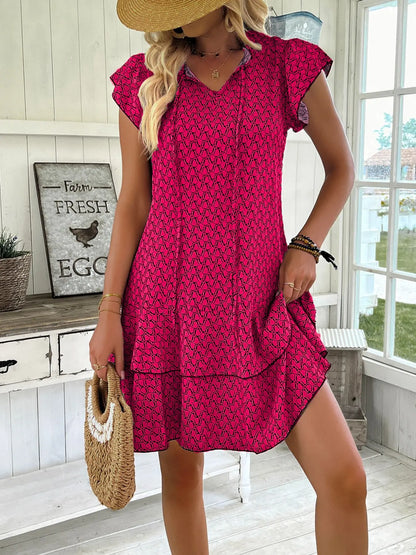 Casual Loose Printed Short Dresses For Women 2025 Fashion Summer Women's A-Line Mini Dress Elegant Vintage Female Dresses