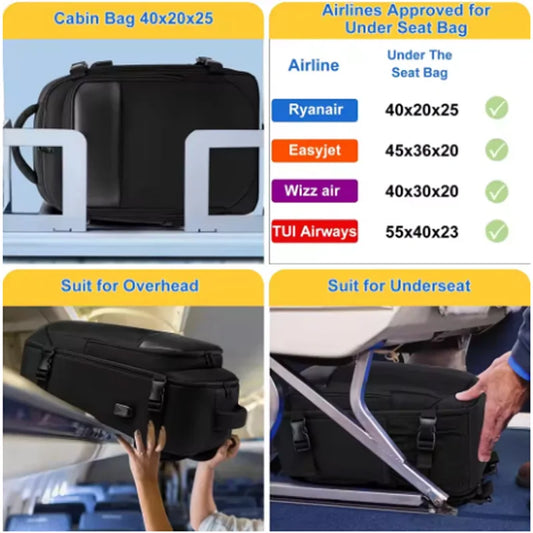 Geestock ryanair 40x25x20 Aircraft Backpack Multifunctional Travel Backpack CarryOn Cabin Luggage Waterproof 14" Laptop Backpack