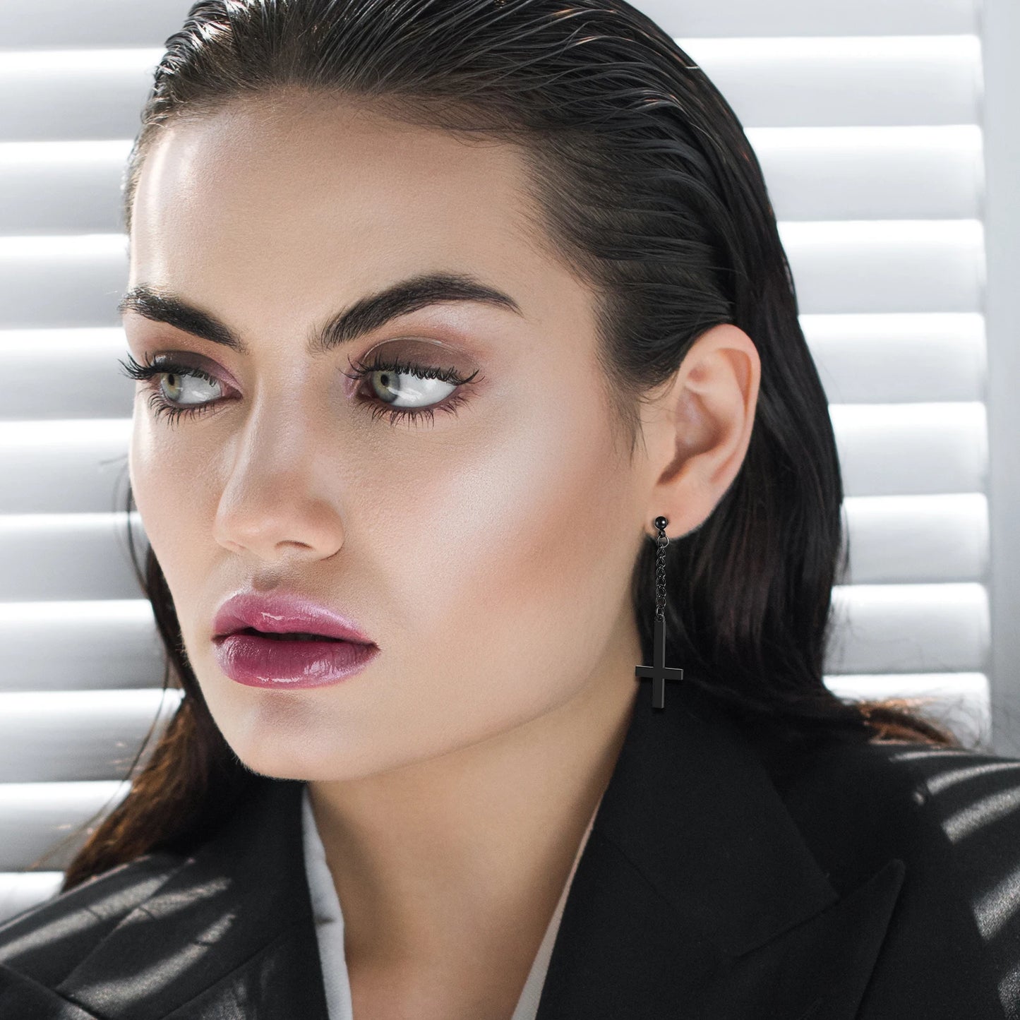 BONISKISS Men Women Stainless Steel Inverted Upside Down Cross Earring Church of Satan Temple Occult Satanic Witchy Stud Jewelry