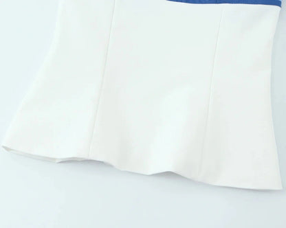 TRAFZA Sweet High Street Slim Lady Set Contrasting Colors Tops Or Belt Shorts 2025 Summer Fall Fashion Holiday Cute Shorts Set Badiee Stylez