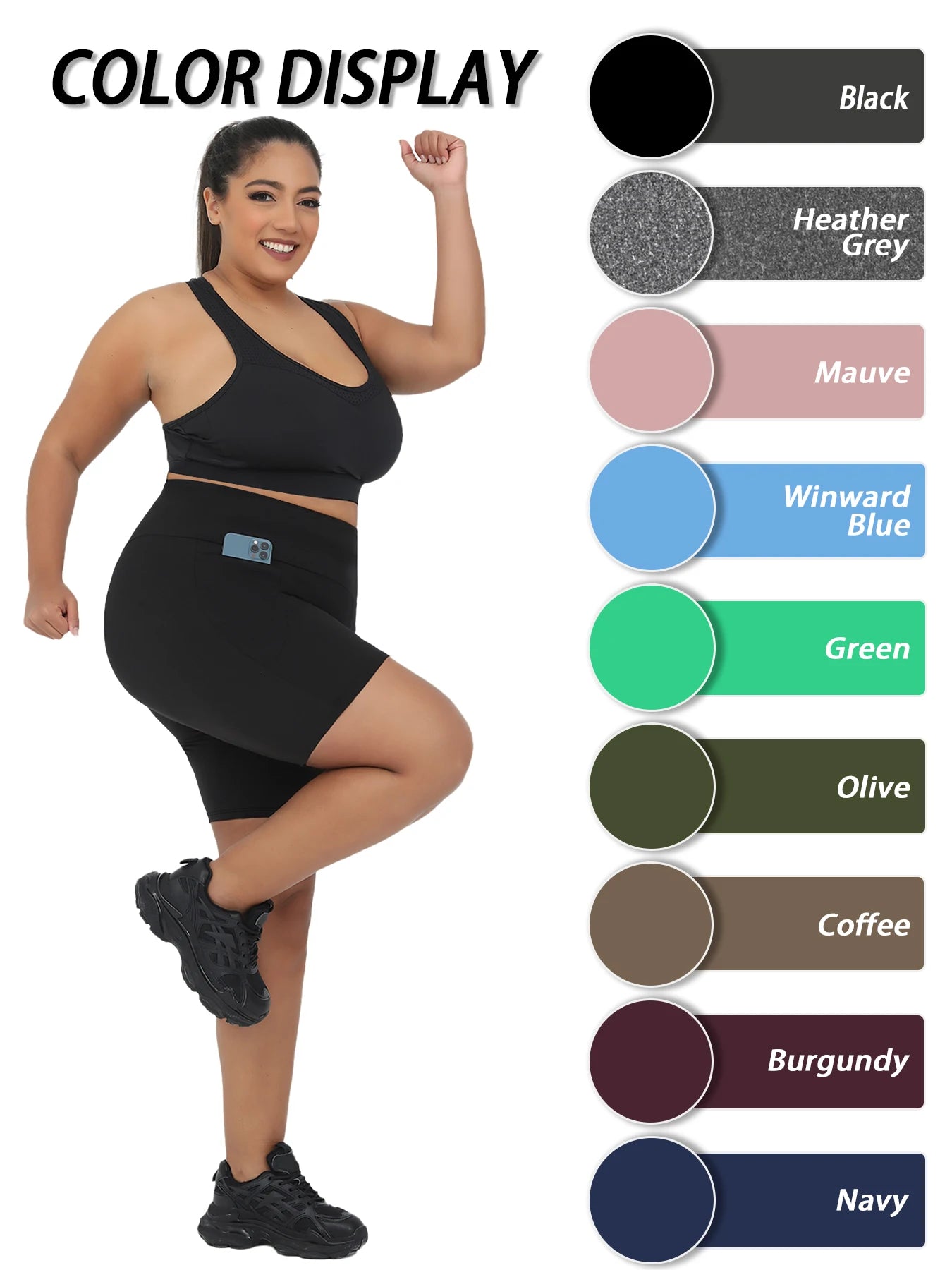 Plus Size High Waisted Biker Shorts For Women With Pockets Super Soft Tummy Control No See Through Workout Running Yoga Badiee Stylez