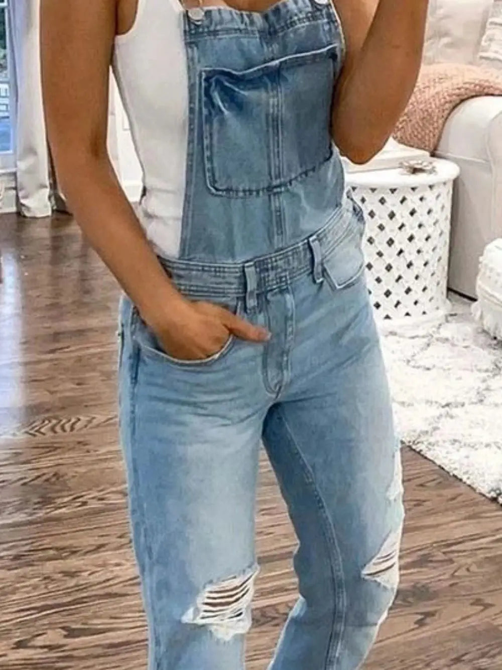 Lugentolo Women Overalls New Sport Jeans Fashion Ripped Denim Female Large Size Mid-rise Straight-leg Trousers Do Old 5XL