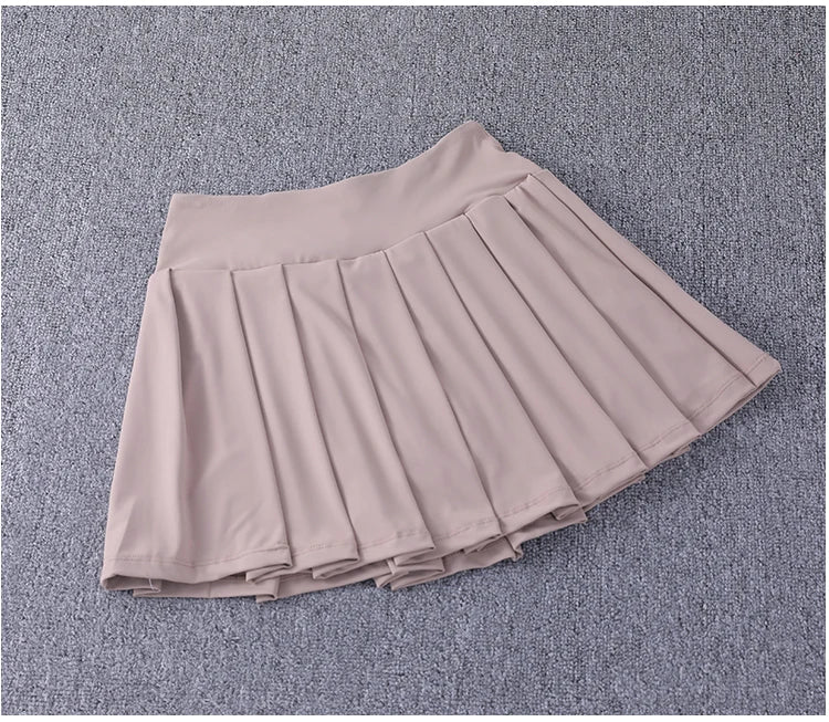 2024 New Best-Selling Pleated Nylon Spandex High Waisted Pocket Skirt With Anti Glare A-Line Sports Tennis Skirt