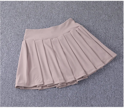 2024 New Best-Selling Pleated Nylon Spandex High Waisted Pocket Skirt With Anti Glare A-Line Sports Tennis Skirt