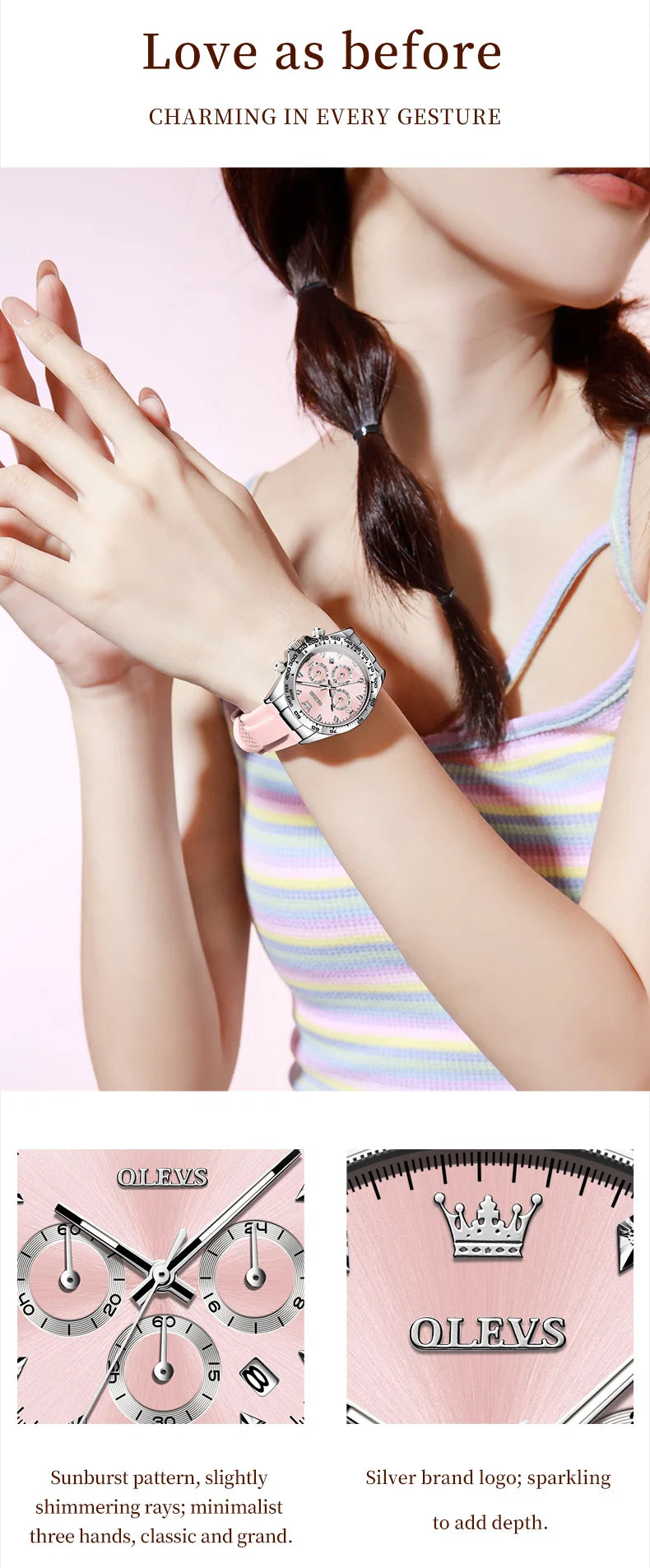 OLEVS 5618 Woman Watch Silicone Strap Luxury Brand Original Quartz Watch for Women Auto Date Waterproof Chronograph Ladies Clock