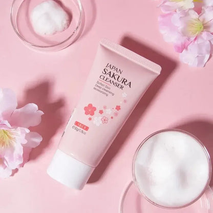 LAIKOU Sakura Cleanser Gentle Deep Cleaning Oil Control Moisturizing Shrink Pores Face Skin Care 50g Skin Cleanser All Skin Type