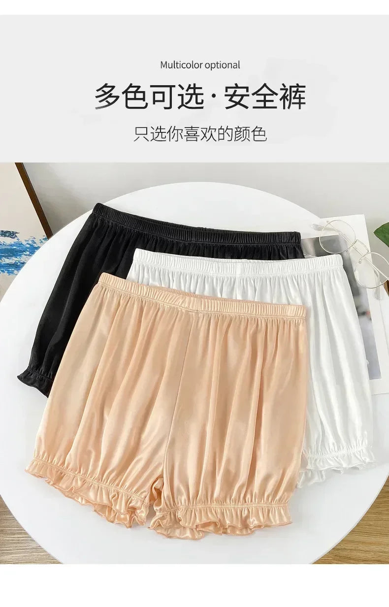 Summer Thin Safety Pants Women JK Leggings Women Anti-slip Safety Pants Women Loose Wear Shorts Home Pajama Pants Women White