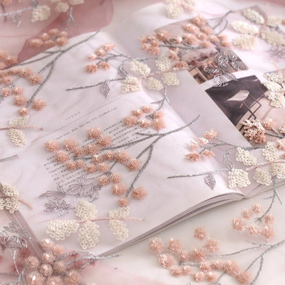 Bead embroidery with three-dimensional beads; lace embroidery flower patch for wedding dress decoration and accessory patch. Badiee Stylez